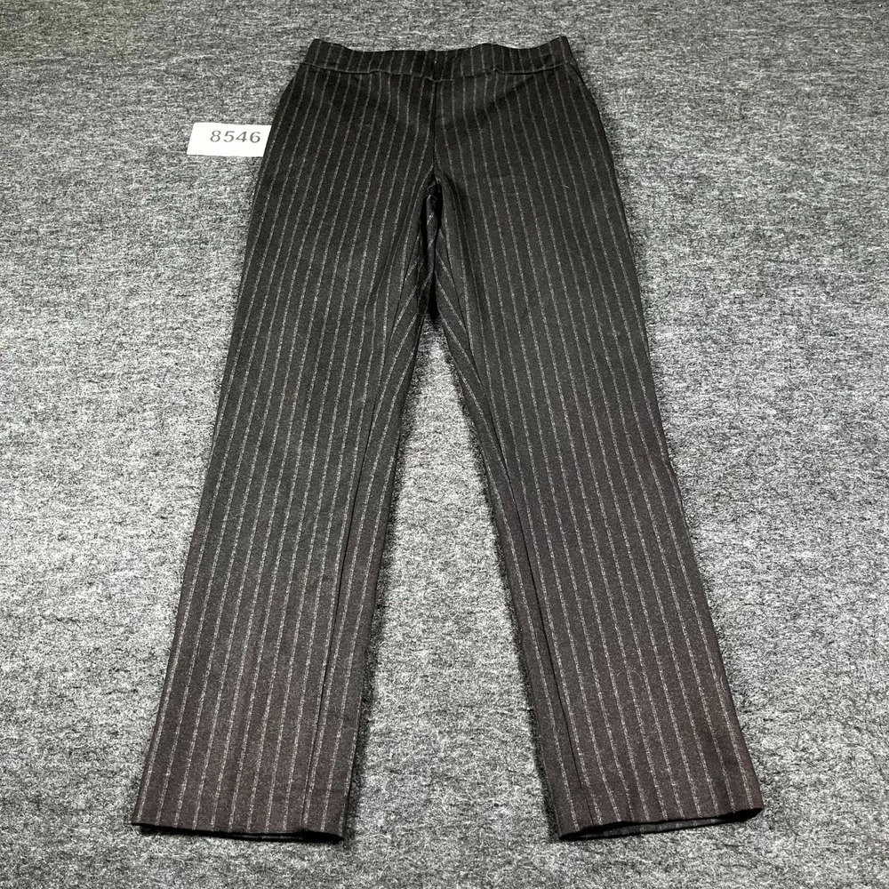 Jules & Leopold Pants Women Small Black Pinstripe Flat Front Straight Leg Casual